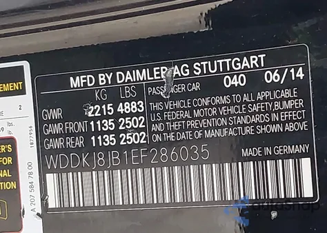 2014 Mercedes-Benz E 350 4Matic из США, поврежденный, VIN WDDKJ8JB1EF286035